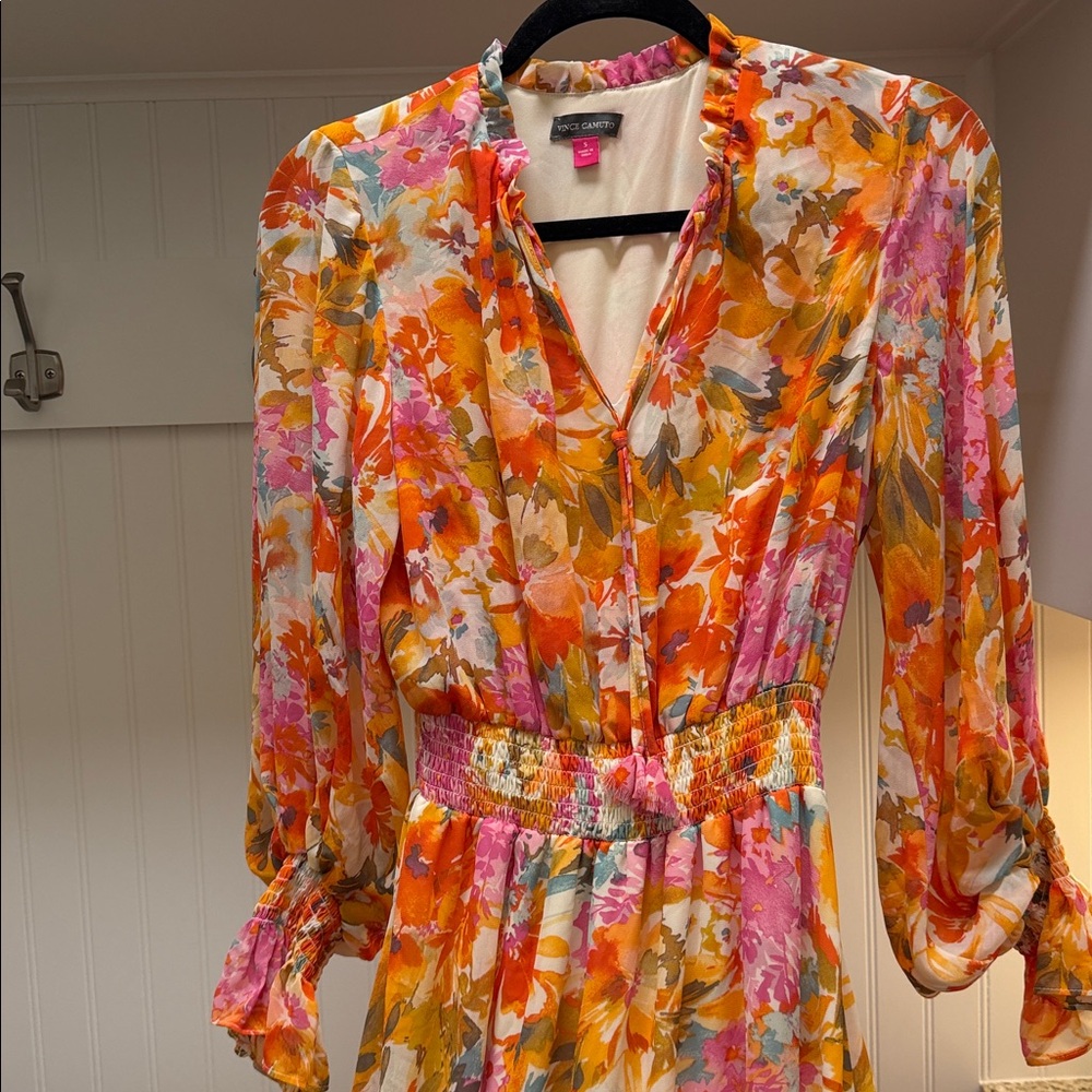 Vince Camuto Multicolor Floral Long Sleeve Dress
